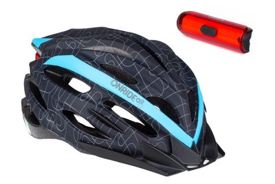 Шлем ONRIDE Grip, черный/синий, L (58-61 см) + Мигалка ONRIDE View 270° 6936116100864 фото