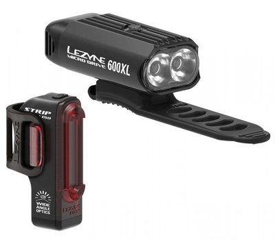 Комплект світла Lezyne Micro Drive 600XL / Strip Pair, (600/150 lumen), чорний Y13 4712806 002343 фото