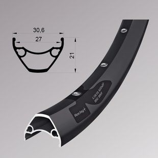 Обід Remerx ROCKY PLUS RX 3027, 27,5, 584x27, 32 отв, FV, пістонований, чорний анод., E-Bike, безкам 58431102012101000001 фото