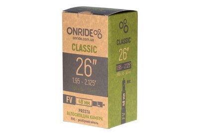 Камера ONRIDE Classic 26"x1.95-2.125" FV 48 RVC, розбірний ніпель 6936116100720 фото
